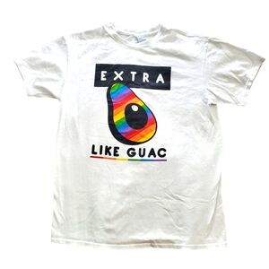 Extra like Guac Graphic Tee‎ Womens MEDIUM Multicolor Rainbow